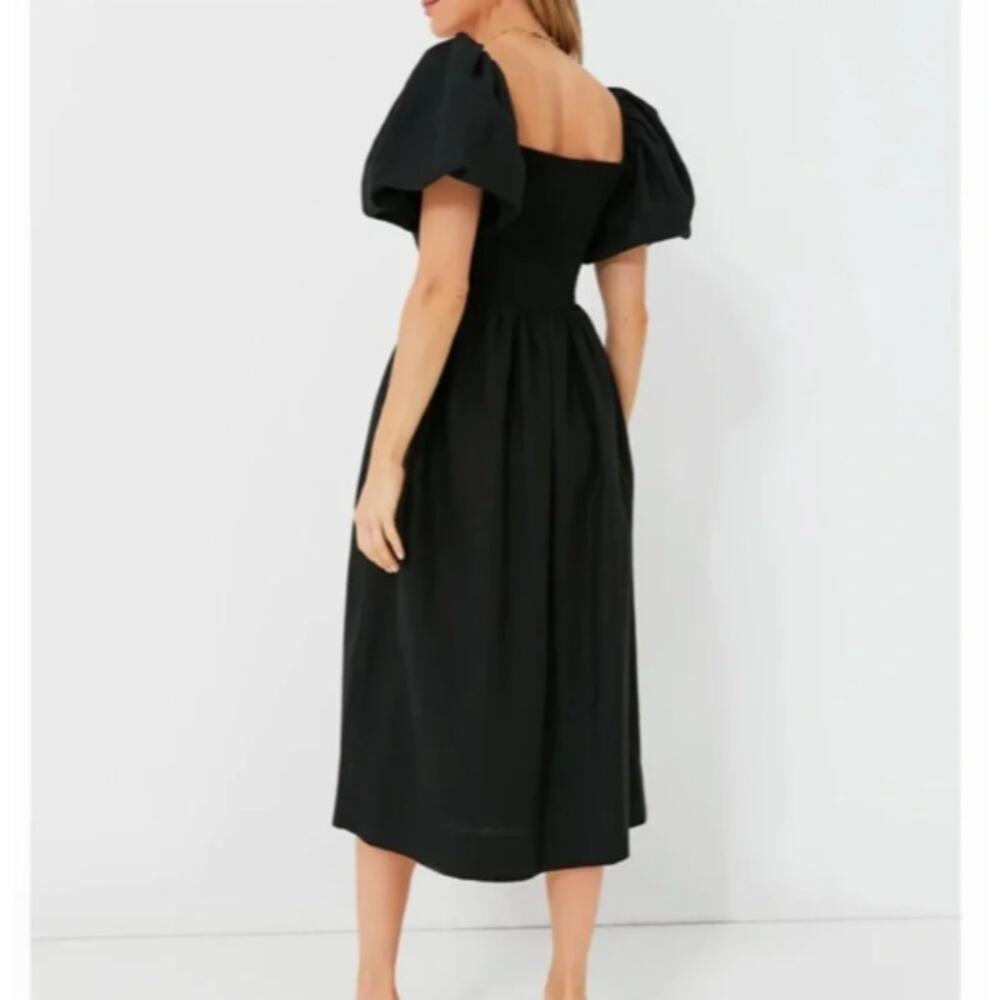 TUCKERNUCK x POMANDER PLACE Alexis Midi Dress Linen Black Sz L NWT $168 {JJ2} - Picture 4 of 5